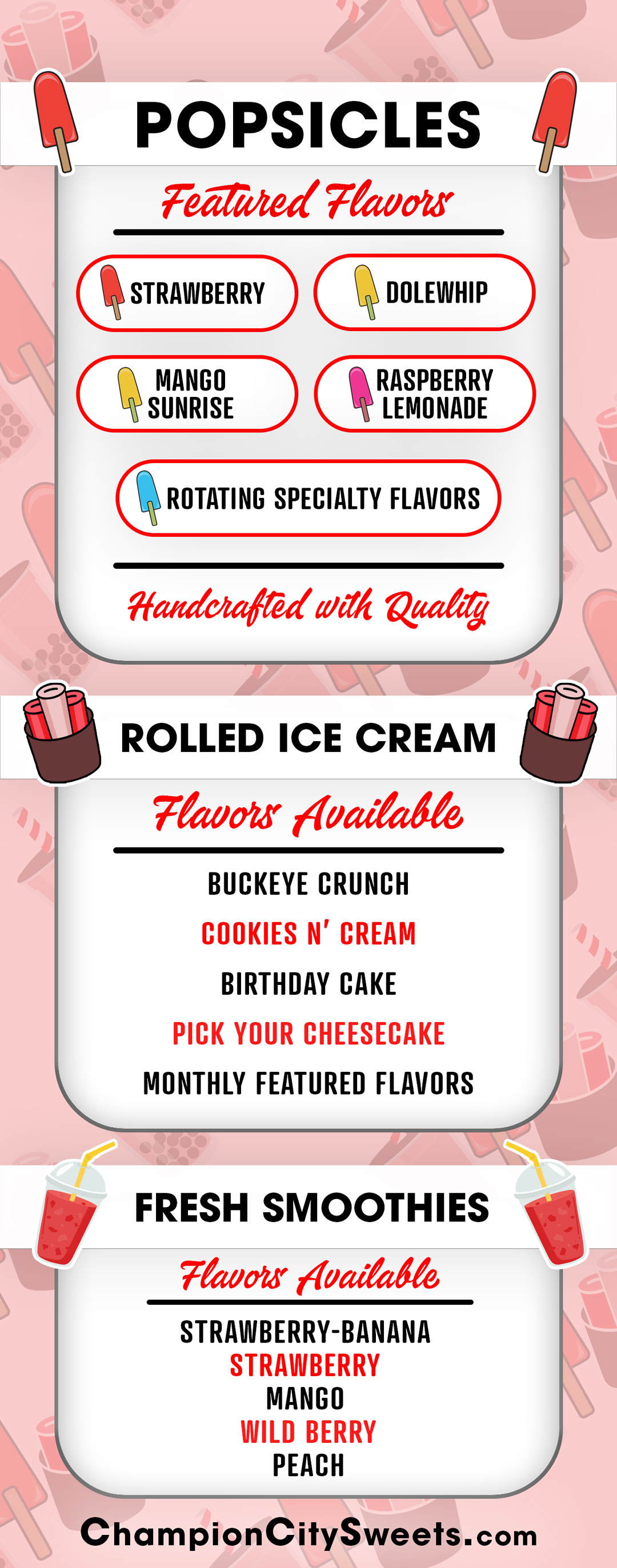 Champion City Sweets Menu